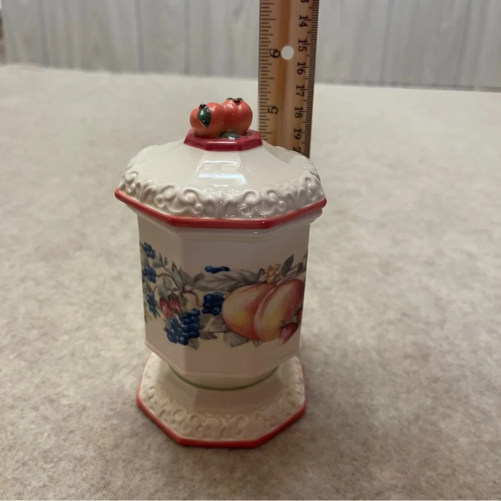 Vintage MCM Avon Sweet Country Harvest Ceramic Fruit Cream Sugar Containers